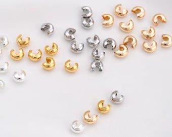 10PCS  14K gold-filled, color-protected accessories: half-moon snap, C-clasp, positioning beads, end clasp for DIY jewelry.
