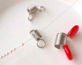 Herramientas para abalorios, abrazaderas de resorte y manguitos de goma para tapones de cuentas, clips pequeños para manualidades (2 unidades)