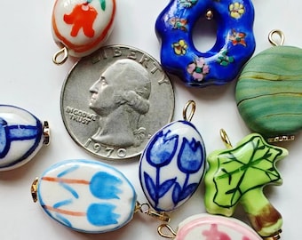 Handmade flowers trees ceramic beads glass beads Charms pendants  for Vintage-Inspired Necklace Bracelet Jewelry Making