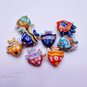 Handmade tropical fish charms  ceramic pendant  for Vintage-Inspired Necklace Bracelet Jewelry Making