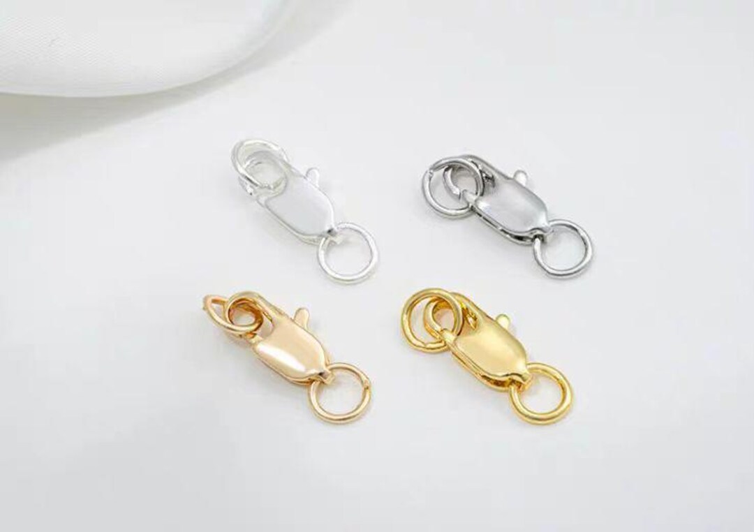 10PCS Gold-plated Closed Loop Spring Clasp With Double Circle Fish Tail ...