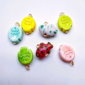Handmade fish charms  ceramic pendant  for Vintage-Inspired Necklace Bracelet Jewelry Making