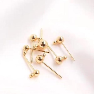 20PCS 14k gold filled earring settings,stud earring posts, Pearl Cup Earring Post