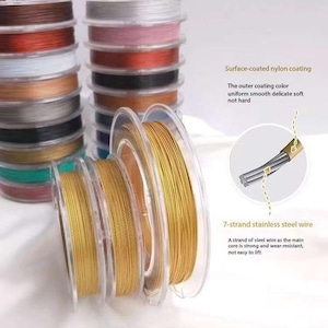 0.3mm 0.4mm Stainless Steel Bead Stringing Wire Nylon coated for bead string pearl DIY necklace stringing 50m