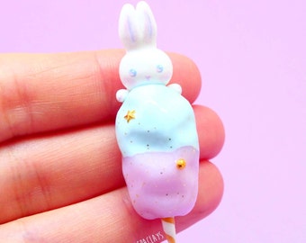 Cotton Candy Necklace/ Cotton Candy Charm/ Kawaii Jewelry/ Bunny Polymer Clay charm/ Holiday gifts/ Cute Charm Clay/ Candy Charm/ Sparkly