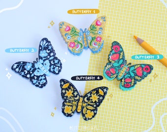 Handmade Polymer Clay Butterfly Magnet: Botanical Fridge Decor
