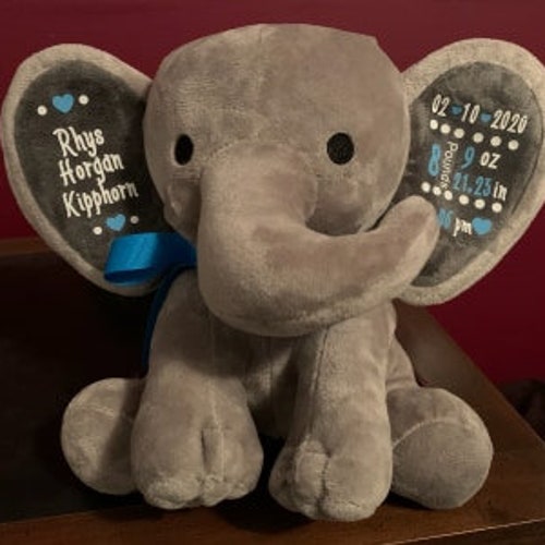 Birth Announcement Elephant Birth Stat Elephant Baby Etsy