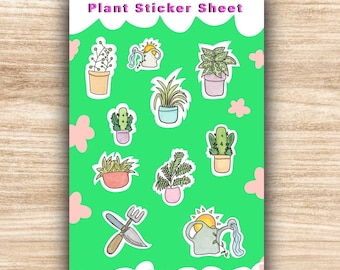 Adesivi per amanti delle piante Adesivo per fogli da 10 pezzi Fiori Computer portatile Simpatico disegno ad acquerello Foglie Verde Natura Cactus Minimalista