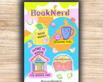 Bookworm Book Nerd Lover Adesivi Confezione da 5 pezzi Bullet journal bookworm set di adesivi per libri divertenti