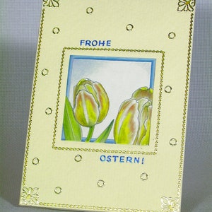 Grußkarte "Frohe Ostern" mit 3D-Tulpenmotiv