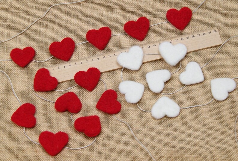Needle Felted Hearts DIY Needle Felt Garland Hearts Kit Wool Etsy