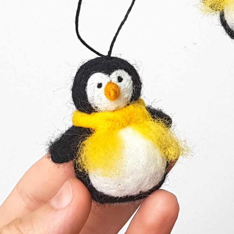 Needle Felted Penguin Christmas Ornament Penguin Wool Etsy