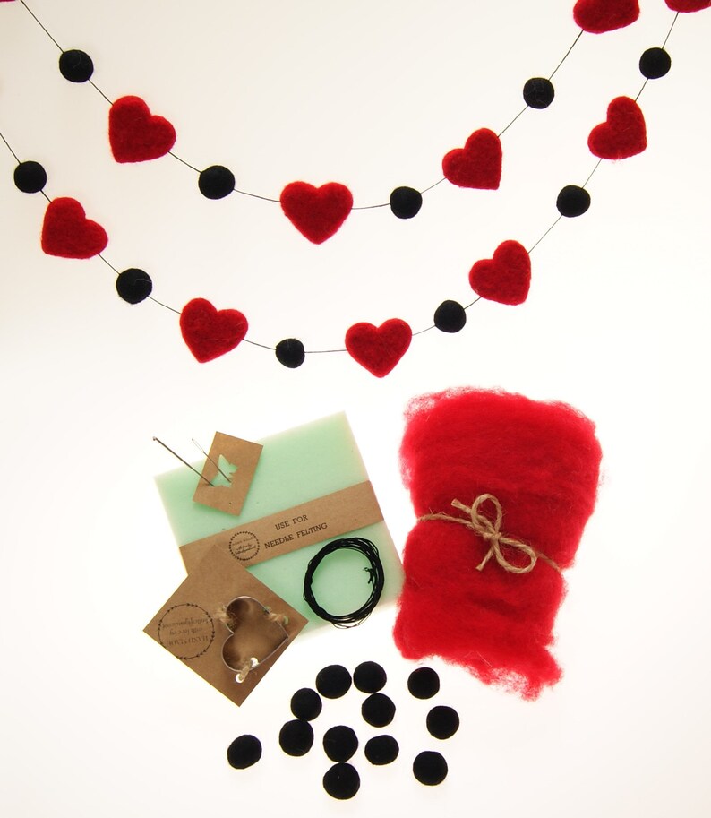 DIY Garland Hearts Felting Heart Kit Needle Felting Heart Etsy