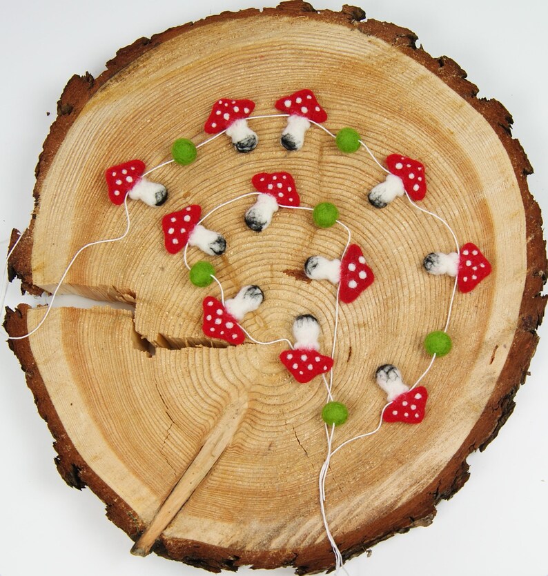 DIY garland pom pom mushroom garland mushroom garden decor Etsy