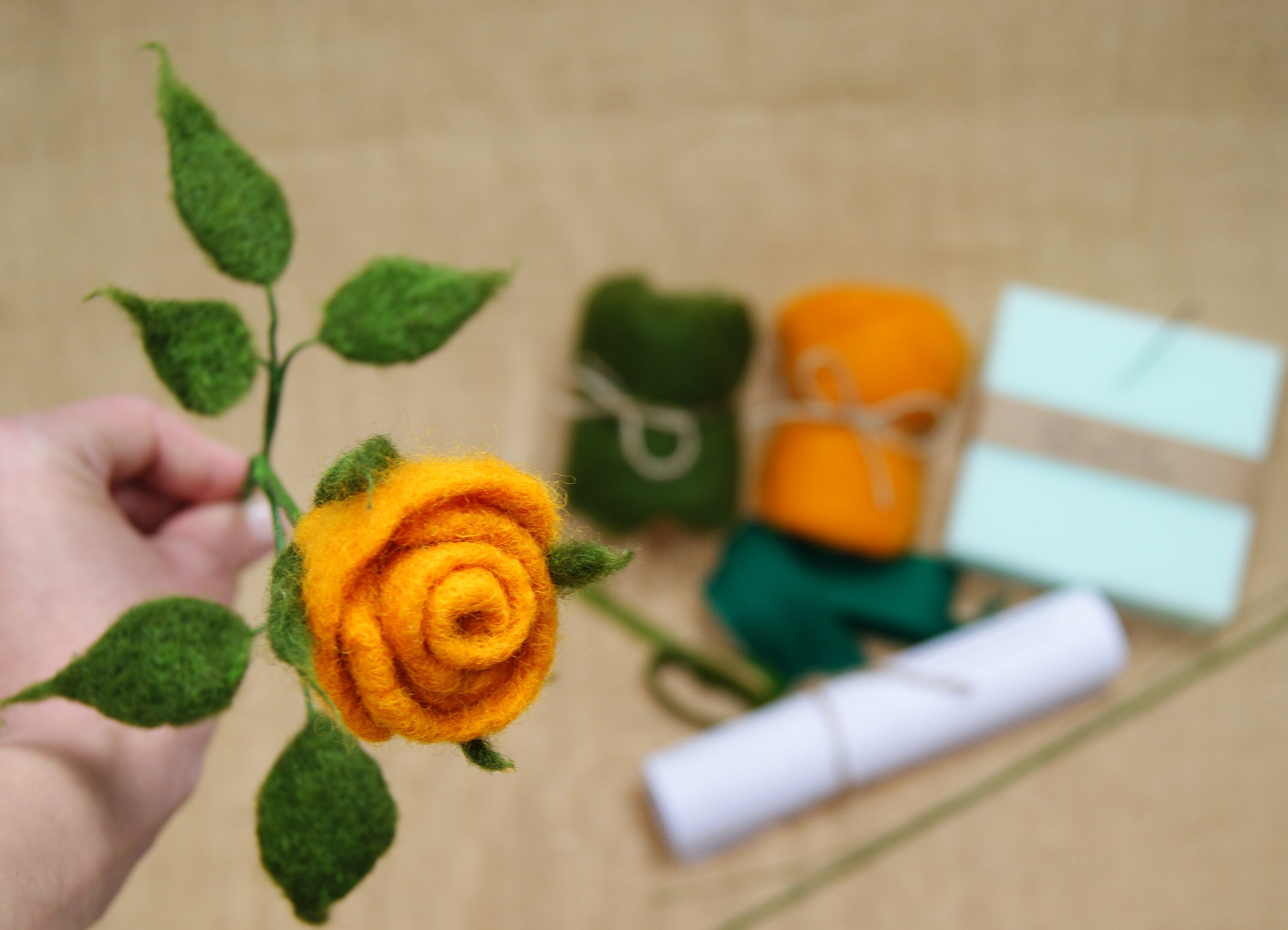 DIY felt rose needle felting rose kit wool kit flower diy Etsy Polska