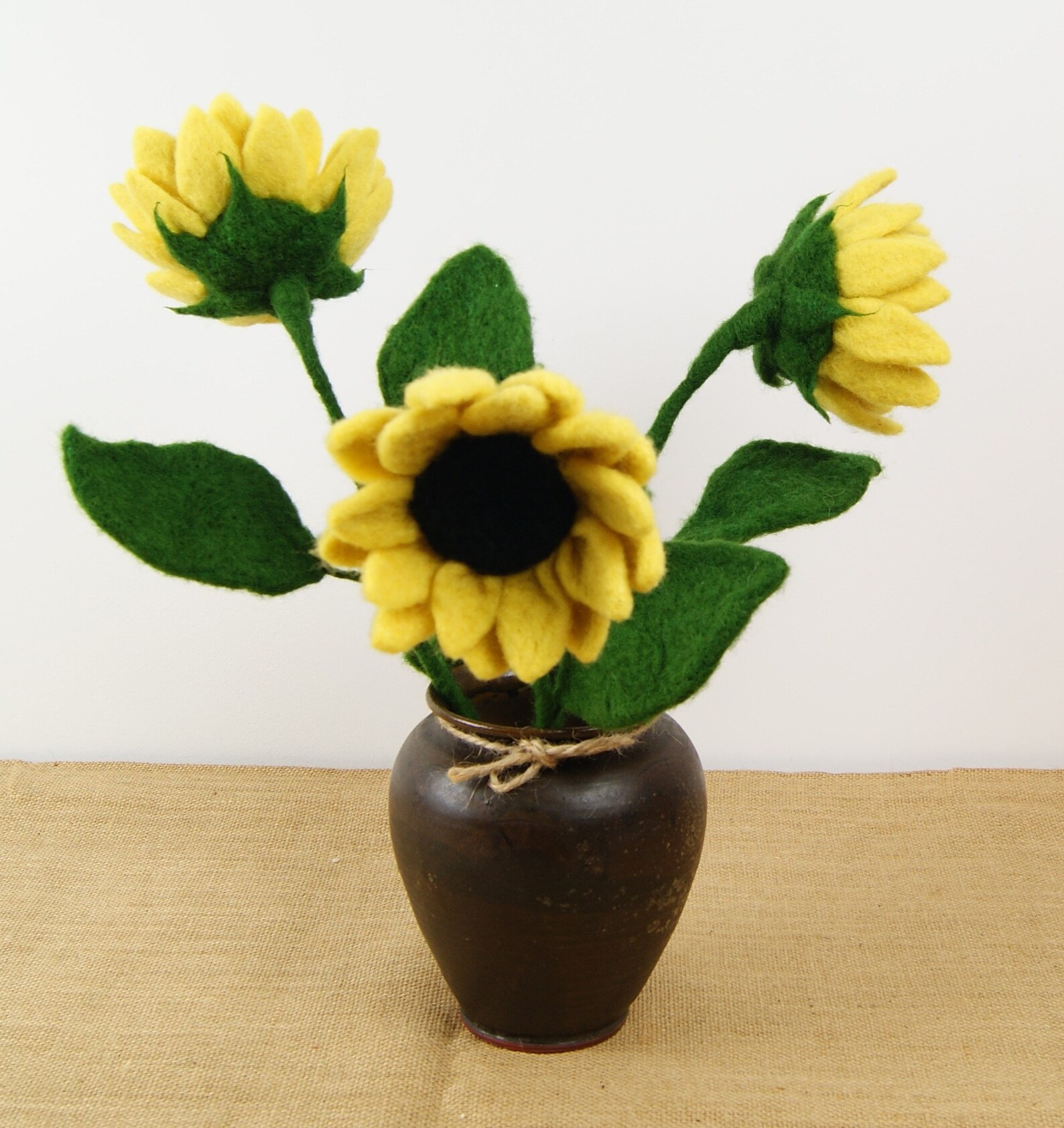 DIY 3 SUNFLOWER felt flower kit felting flower diy kit Etsy