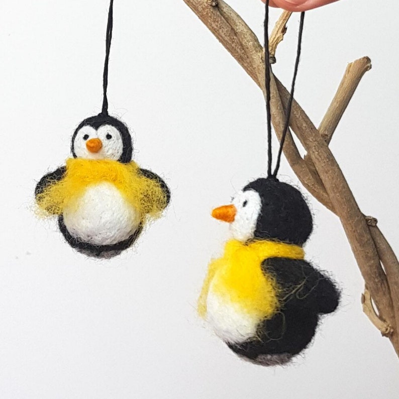 Needle Felted Penguin Christmas Ornament Penguin Wool Etsy