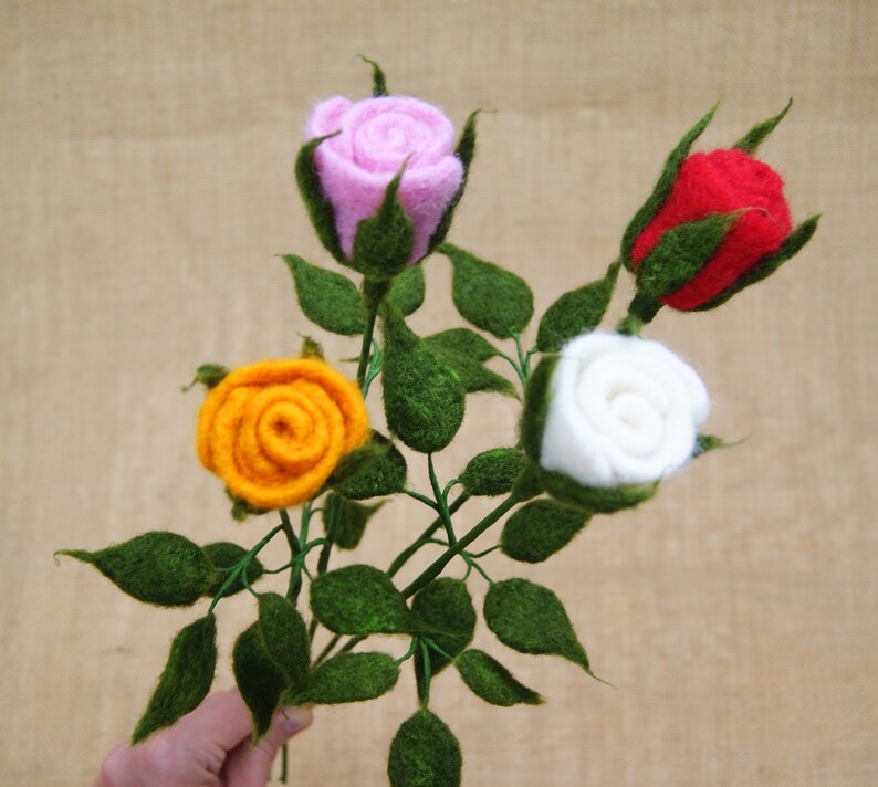 DIY felt rose needle felting rose kit wool kit flower diy Etsy Polska