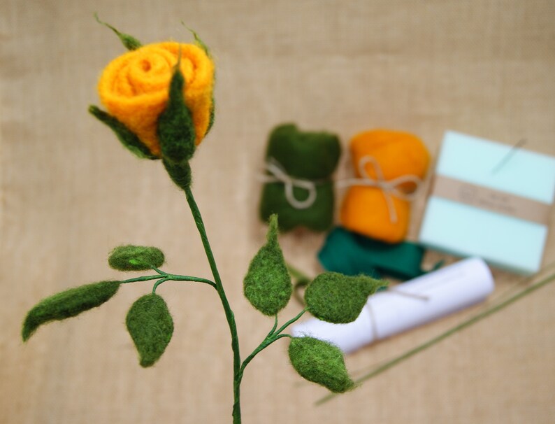 DIY felt rose needle felting rose kit wool kit flower diy Etsy