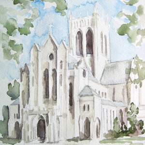 Catholic Wedding Gift Custom Church Illustration, Personalized Watercolor Wedding Gift