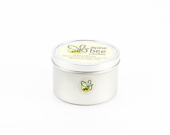 Beeswax Candle 8oz Tin: Hand-Poured, Natural or Scented - 8 oz.