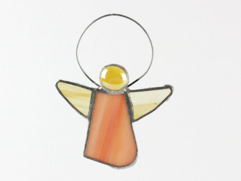 Schutzengel/Glücksbringer/Talisman beige/orange aus Glas Bild 1