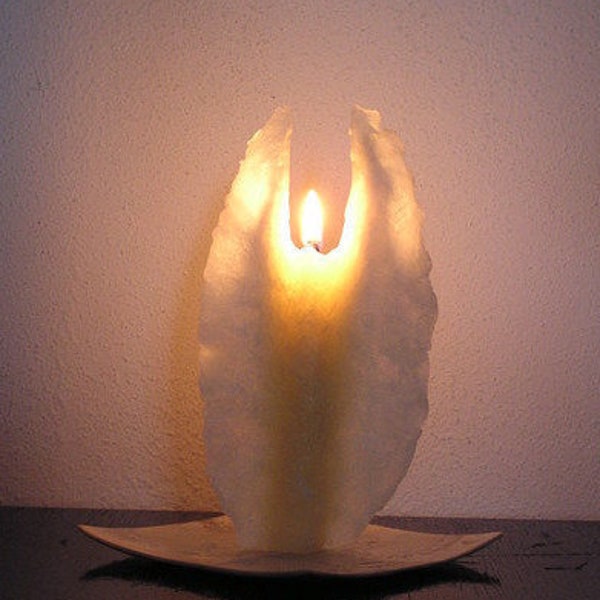 large angel candles hand-formed from beeswax