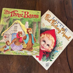 Cuentos clásicos para dormir Tell-A-Tale Los tres osos, Caperucita Roja Libros infantiles antiguos ilustrados 1968, 1953 Whitman Publishi