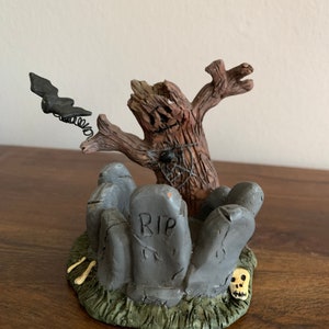 Halloween Cemetery Black Bat Votive Tea Light Candle Holder Resin Crazy Mountain 2000