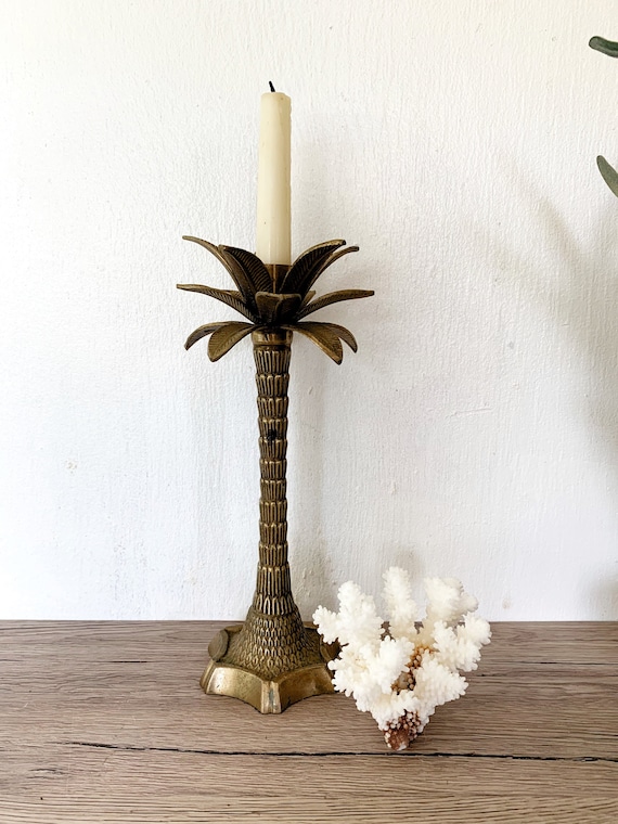 Cast Iron Small Palm Tree Candlestick Candle Holder Table Decorations