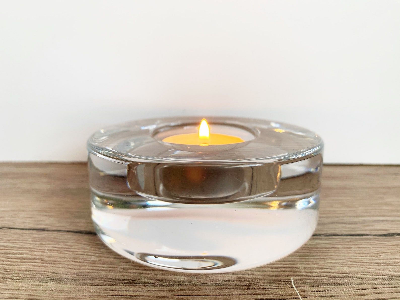 Orrefors Puck Tealight Candle Holder vintage round glass Etsy