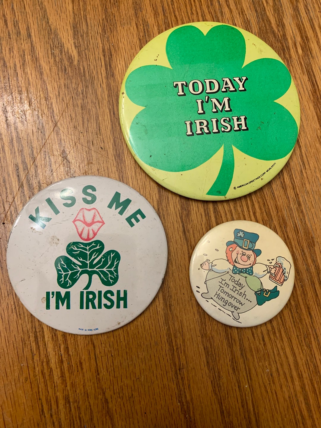 St Patrick’s Day Pins Buttons, Vintage Lot of 3 Irish St Patrick’s Day ...