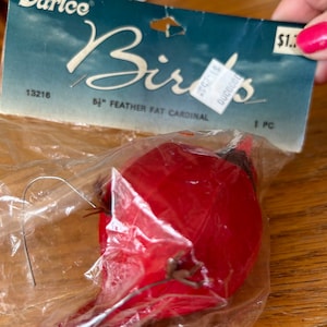 Darcie Red Feather Fat Cardinal 5 1/2 Inch New Old Stock in Pkg Vintage Craft Wreath Floral Decoration
