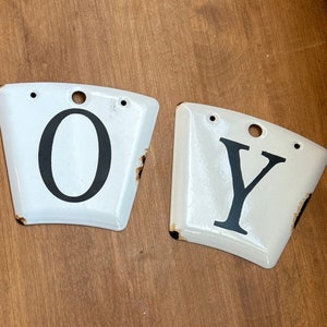 O Y Metal Rustic Letters Sold Individually Wall or Sign 4 inches tall by 4 1/2” wide at top, holes for hanging