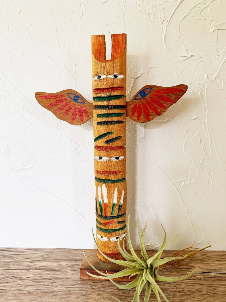 Native American Totem Pole Souvenir vintage handmade and hand Etsy