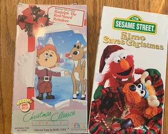 Stare kasety VHS z Rudolfem i Elmem, Burl Ives, Ulica Sezamkowa