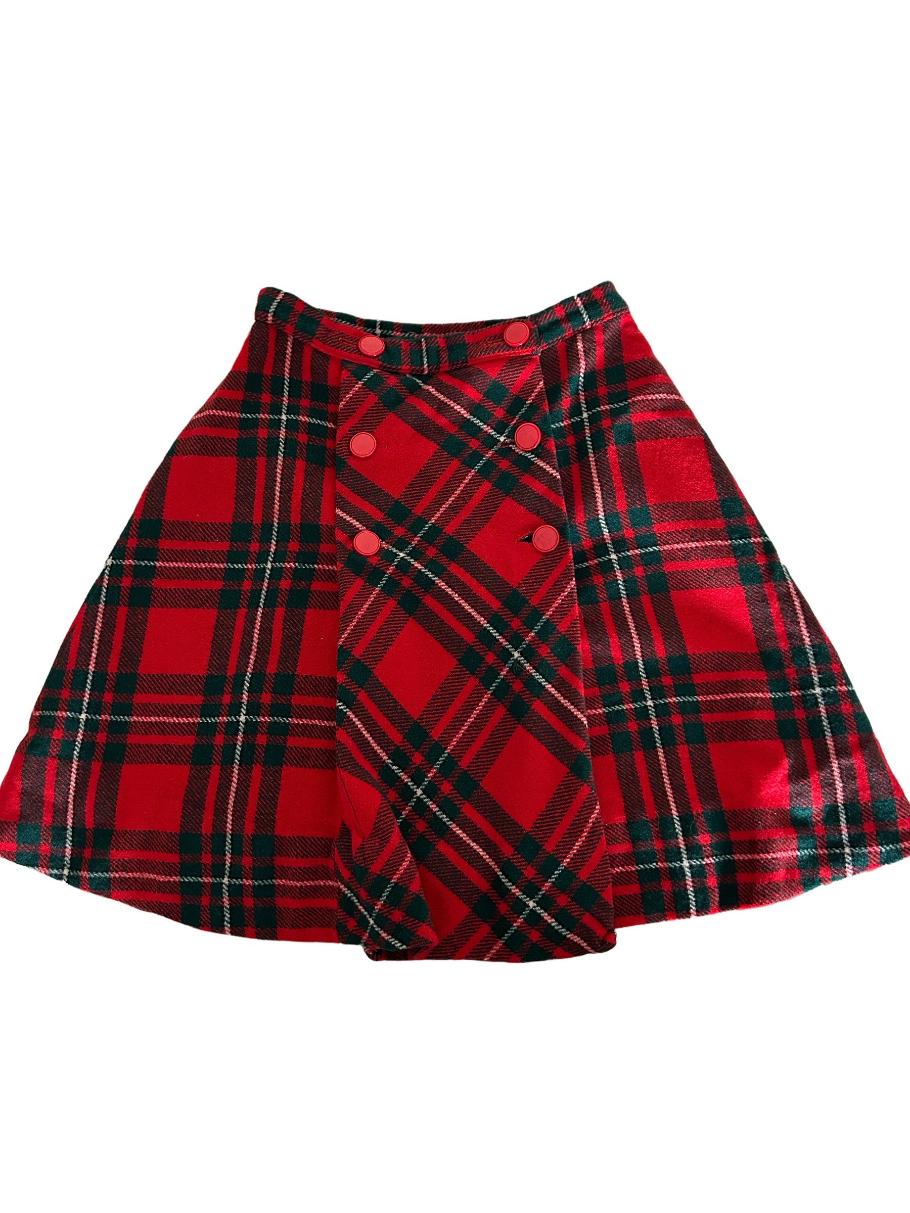 Red Plaid Wool Skirt Front Button Pleat Tartan School Girl Vintage 1960s XS Union Label Etsy