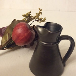 Prinknash Abbey Gunmetal Glazed Mini Pinched Pitcher Vintage Hand Made England red earthenware clay 3 inches tall