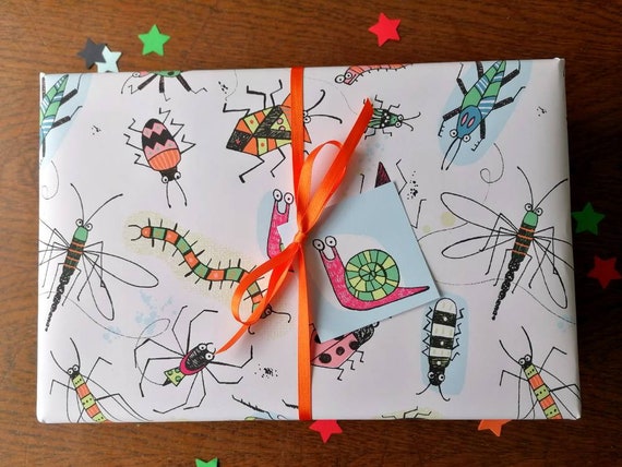 Creepy Crawly Insects Kraft Present Gift Wrap Wrapping Paper Creepy Crawly Insects Kraft Present Gift Wrap Wrapping Paper