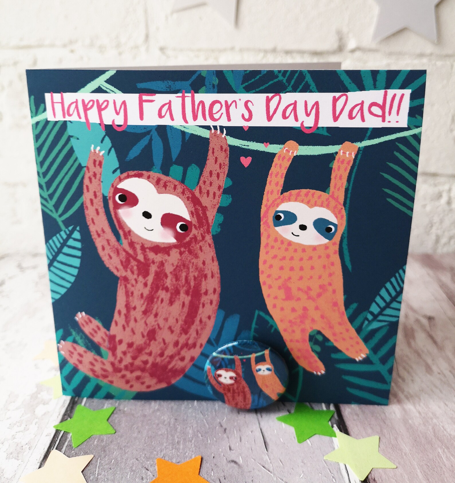 Happy Father's Day Sloth Card With Badge. Sloth and Child - Etsy