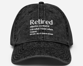 Funny Retired Definition Hat, Embroidered Cotton Twill Cap