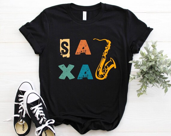 Saxophone shirt, Saxa saxophone t-shirt, retro vintage distressed tshirt, funny saxophone lovers players gifts, tank top shirt for men women