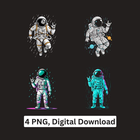 Astronaut PNG Bundle Space Clipart Sublimation Cricut Printable Digital Download