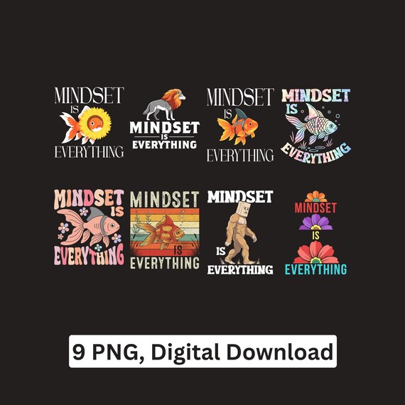 Mindset Is Everything PNG Bundle Motivational Quote Sublimation Cricut Printable Digital Download