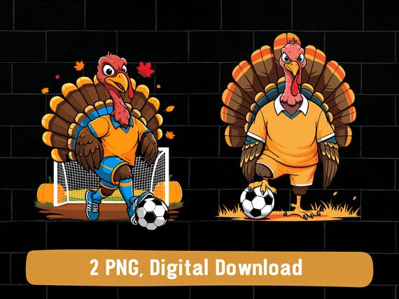 Turkey Playing soccer png bundle, fall turkey soccer thanksgiving png, turkey soccer png, soccer fall png