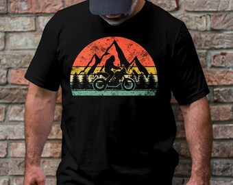 Bigfoot Riding Dirt Bike T-Shirt, Retro Mountain Design