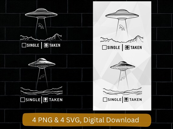 UFO single taken alien PNG SVG, funny valentine day couple alien design (digital download)