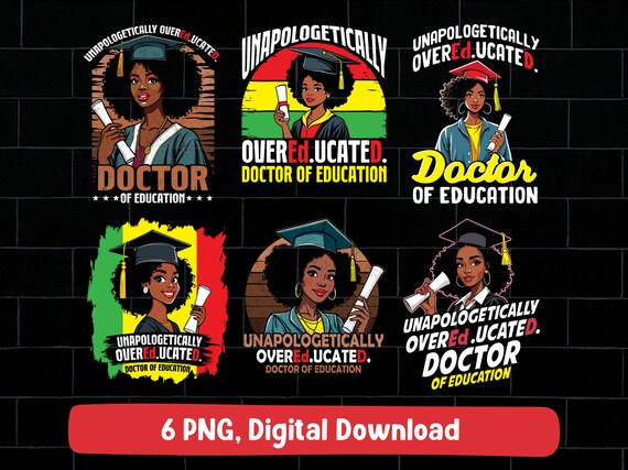 doctor of education PNG bundle, EDD graduation black women black history month design (digital download)