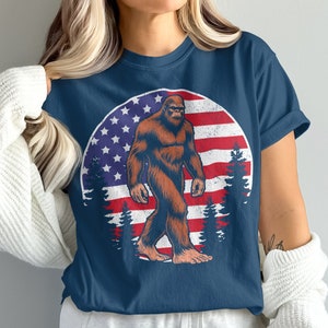 Bigfoot American flag shirt, bigfoot USA flag shirt, patriotic sasquatch t shirts, bigfoot 4th of July shirt tank top for kids men women