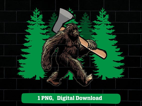 Bigfoot holding axe png, sasquatch carrying axe png, bigfoot axe throwing png, sasquatch axe throw png